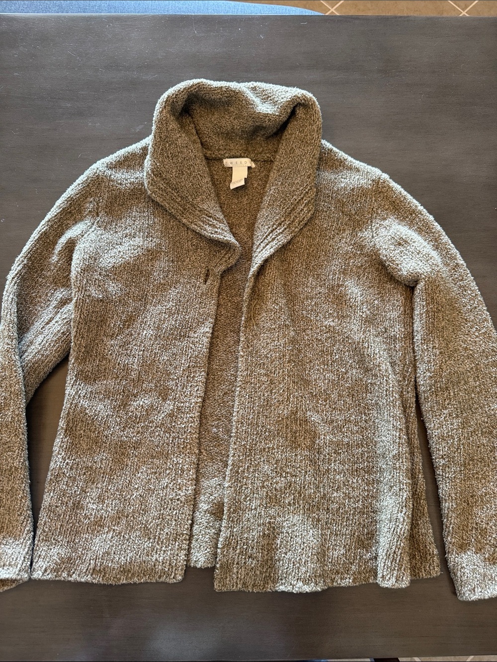 Tweeds Olive Green Shawl Collar Knit Cardigan
